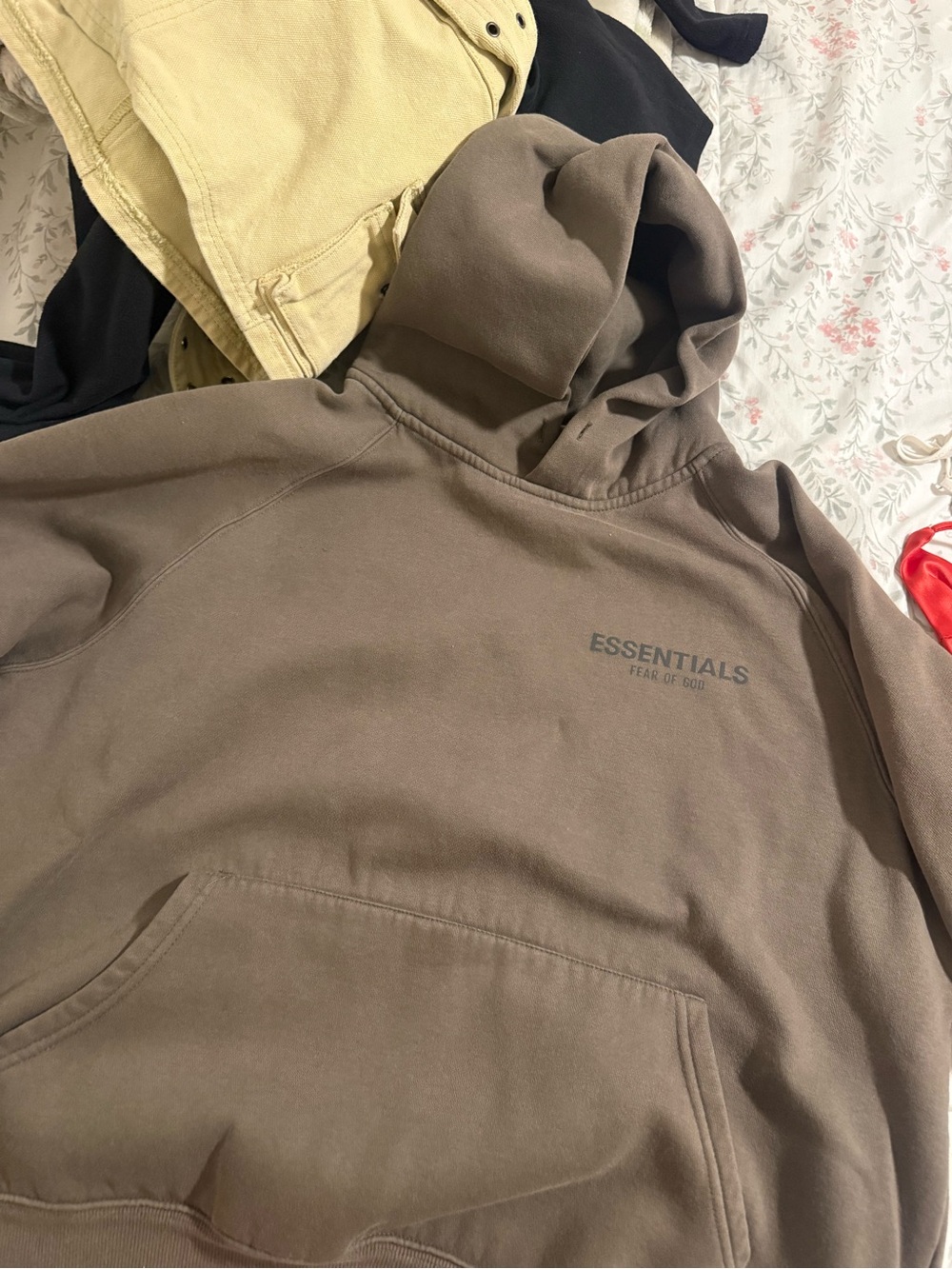 Fear of God Essentials Men's Brown Logo Hoodie